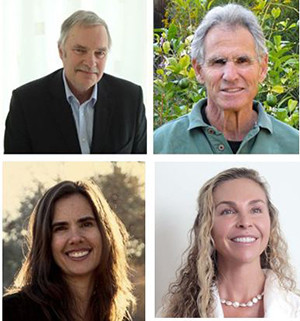 Clockwise from top right: Jon Kabat-Zinn, Shauna Shapiro, Kristin Neff, and Paul Gilbert.