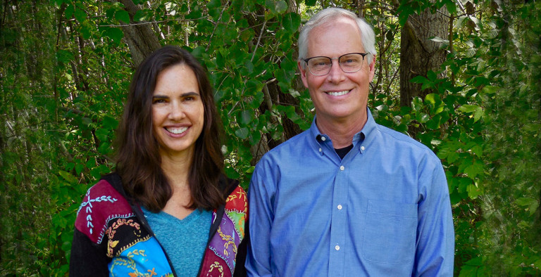 Kristin Neff and Christopher Germer standing besides each other