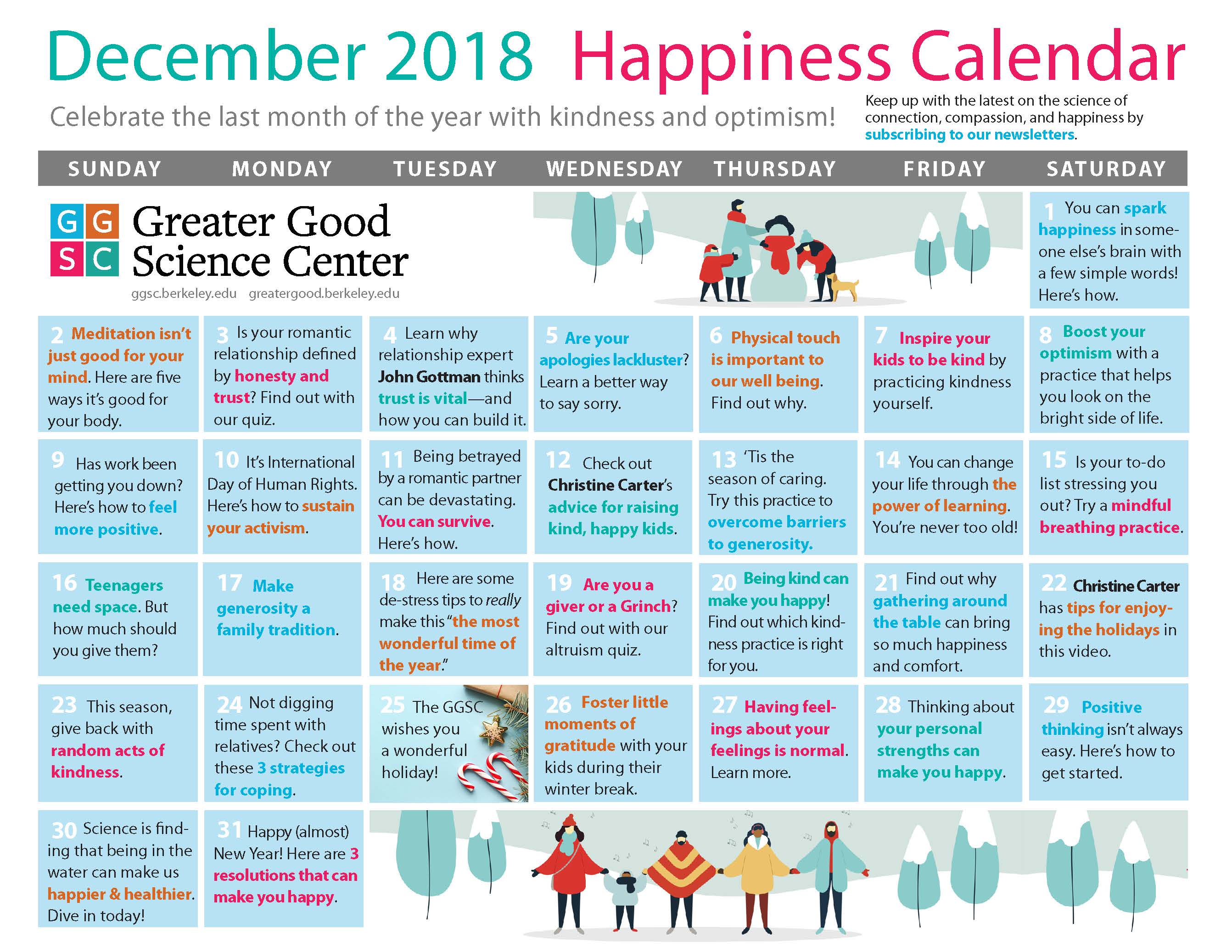 December Happiness Calendar